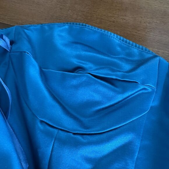 Marc By Marc Jacobs Blue Silk Crop Bustier Corset Top Sz 10 Sweetheart Pleated - Picture 6 of 12